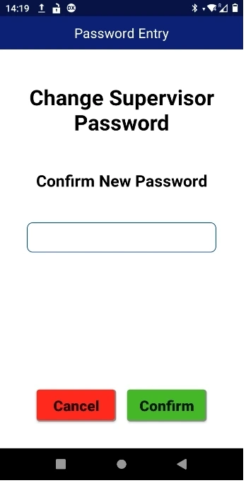 Image displaying re-entering the password to confirm password change on DX8000 terminal