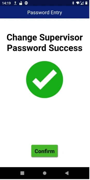Image displaying the terminal displaying a confirmation that password has been changed successfully on DX8000 terminal